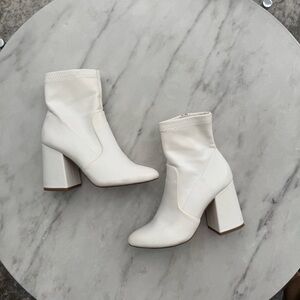 White Leather Booties
